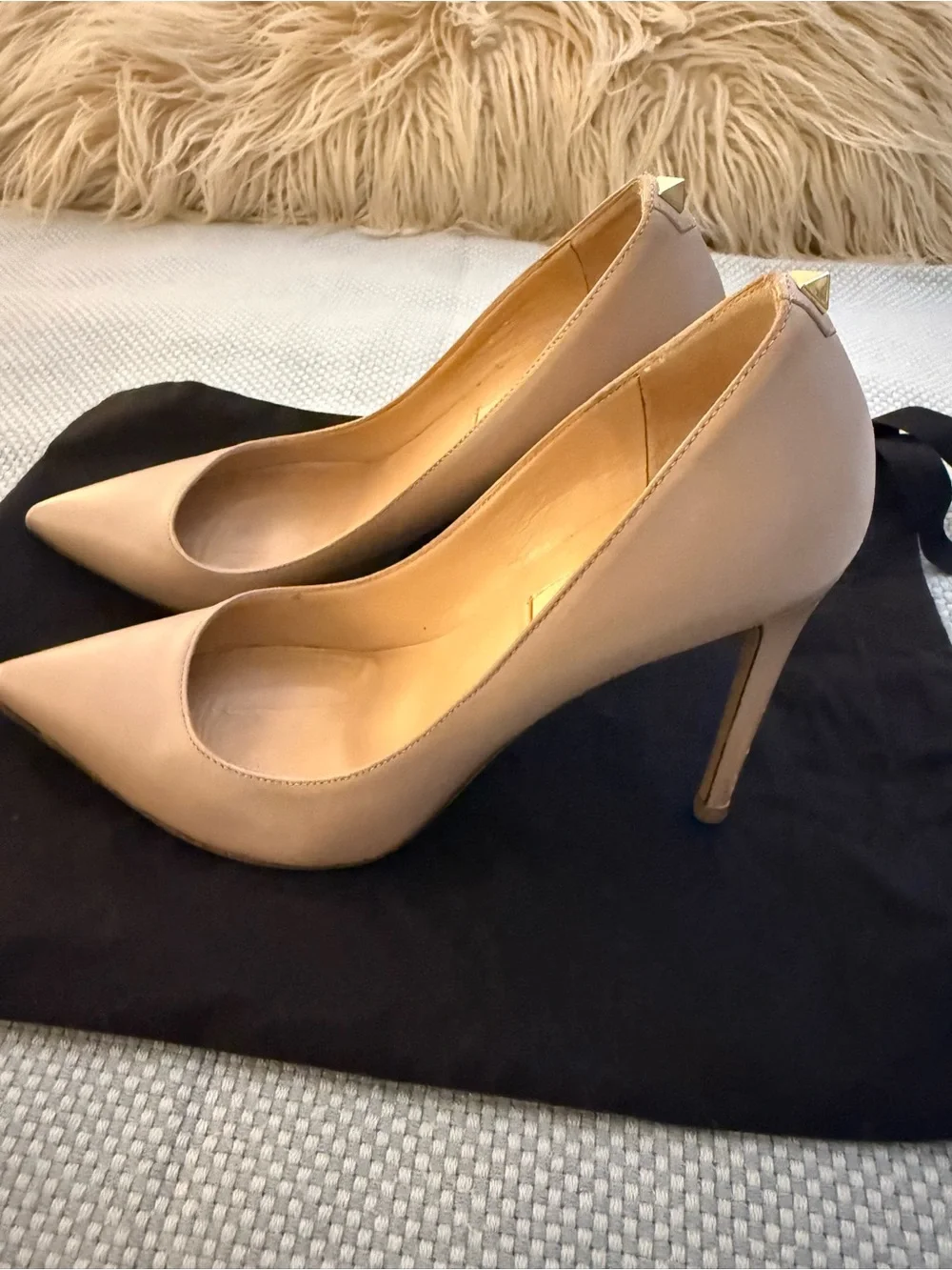 Valentino Nude Pointed-Toe Leather Stiletto Pumps